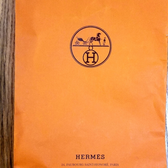 HERMES Orange Shopping GIFT BAG PAPER Tote 16.5" x 8.25” x 4" Authentic - Picture 3 of 5